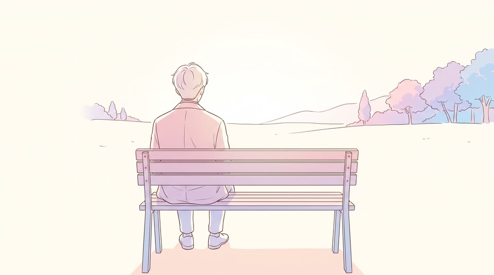 벤치에 혼자 앉아 먼 곳을 바라보는 뒷모습