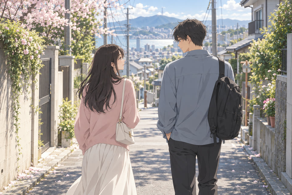 서운함을 풀기 위해 걷고 있는 두 사람의 뒷모습